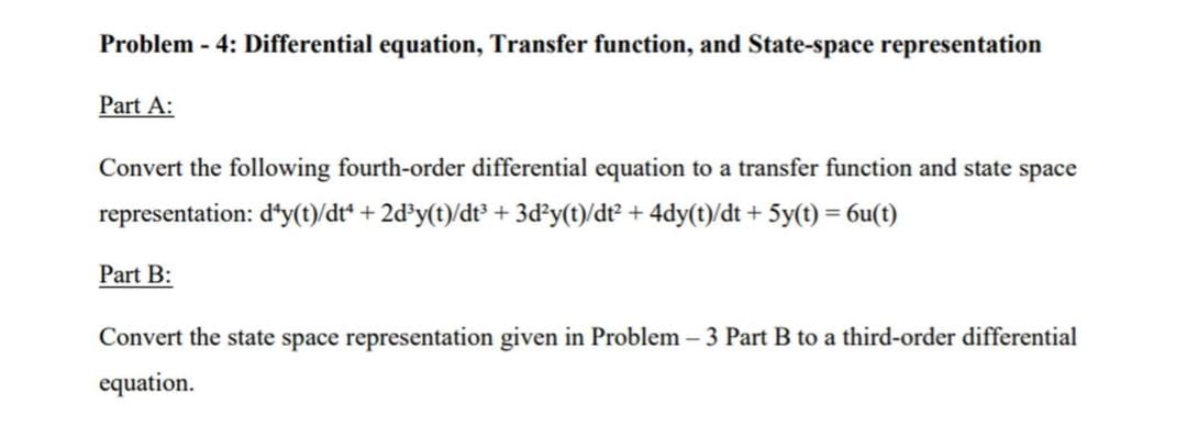 Solved Problem 4 Differential Equation Transfer