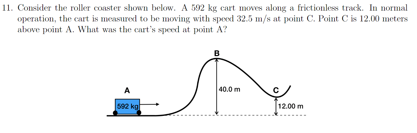 Solved Consider the roller coaster shown below. A 592kg | Chegg.com