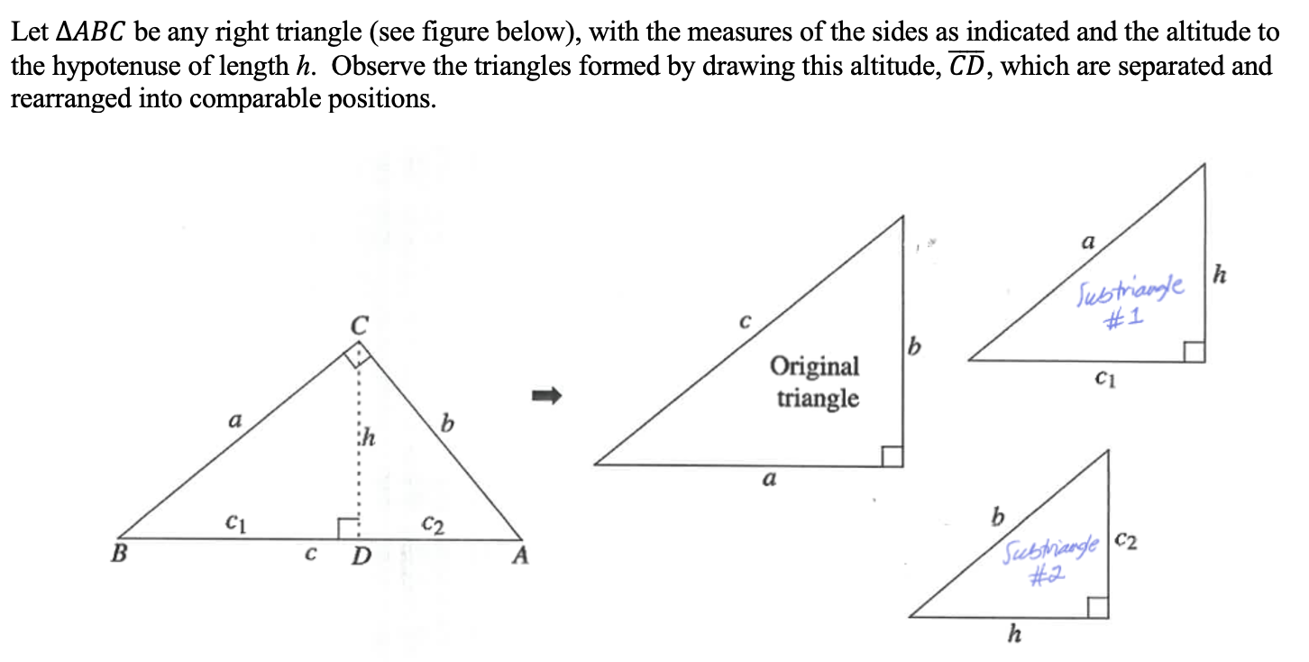 Solved Let AABC be any right triangle (see figure below), | Chegg.com