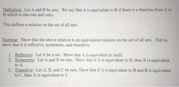 Solved Definition: Let A And B Be Sets. We Say That A Is | Chegg.com