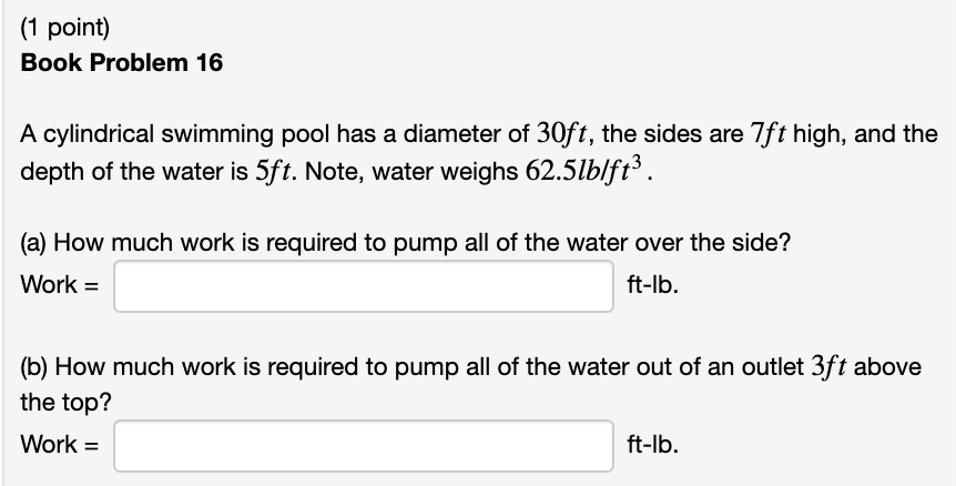 Solved (1 point) Book Problem 15 An aquarium 10m long, 5m | Chegg.com