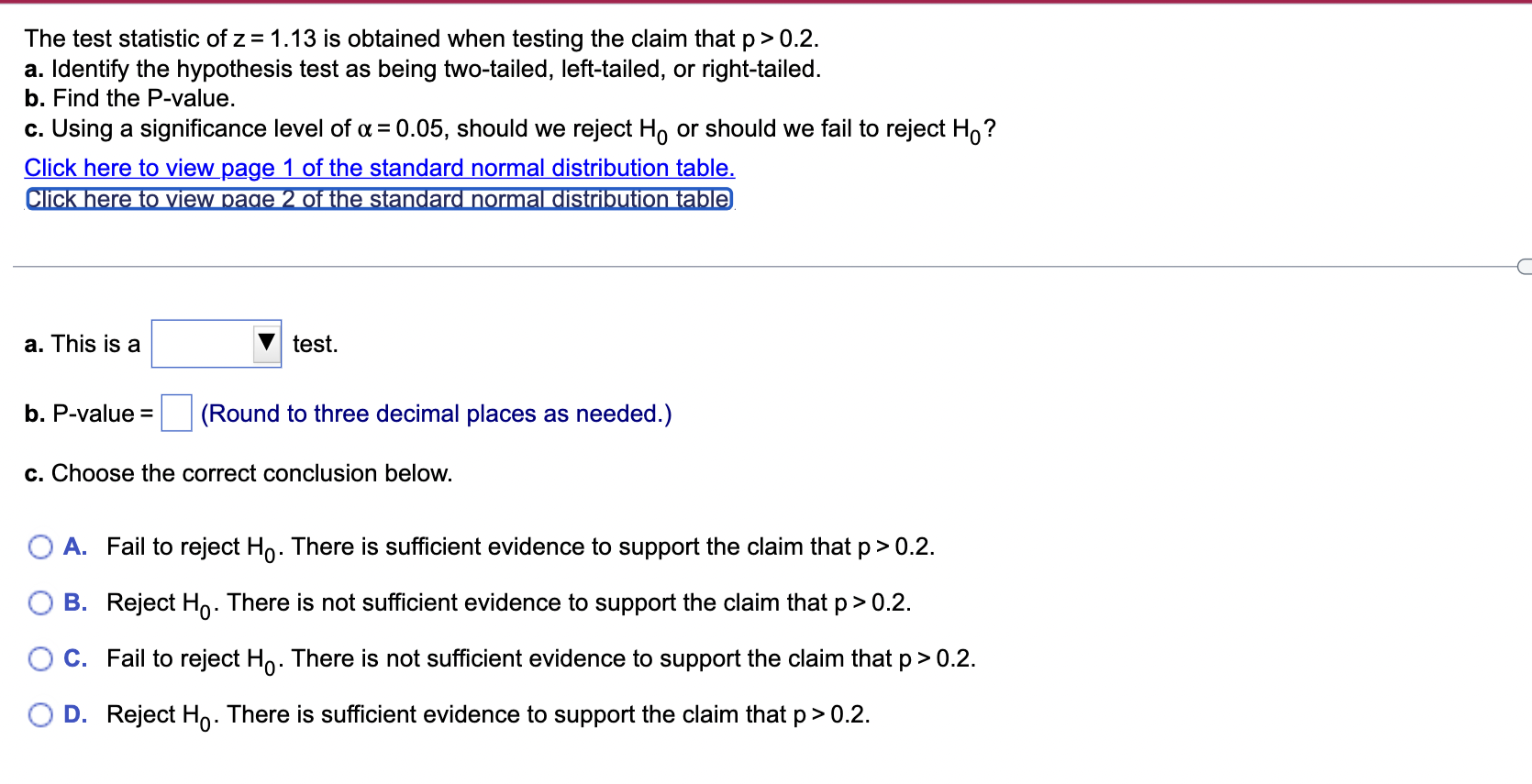 Solved Standard Normal Distribution Table (Page 1) NEGATIVE | Chegg.com