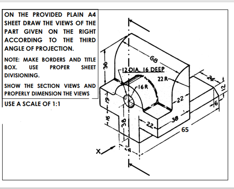 Solved ON THE PROVIDED PLAIN A4 SHEET DRAW THE VIEWS OF THE | Chegg.com