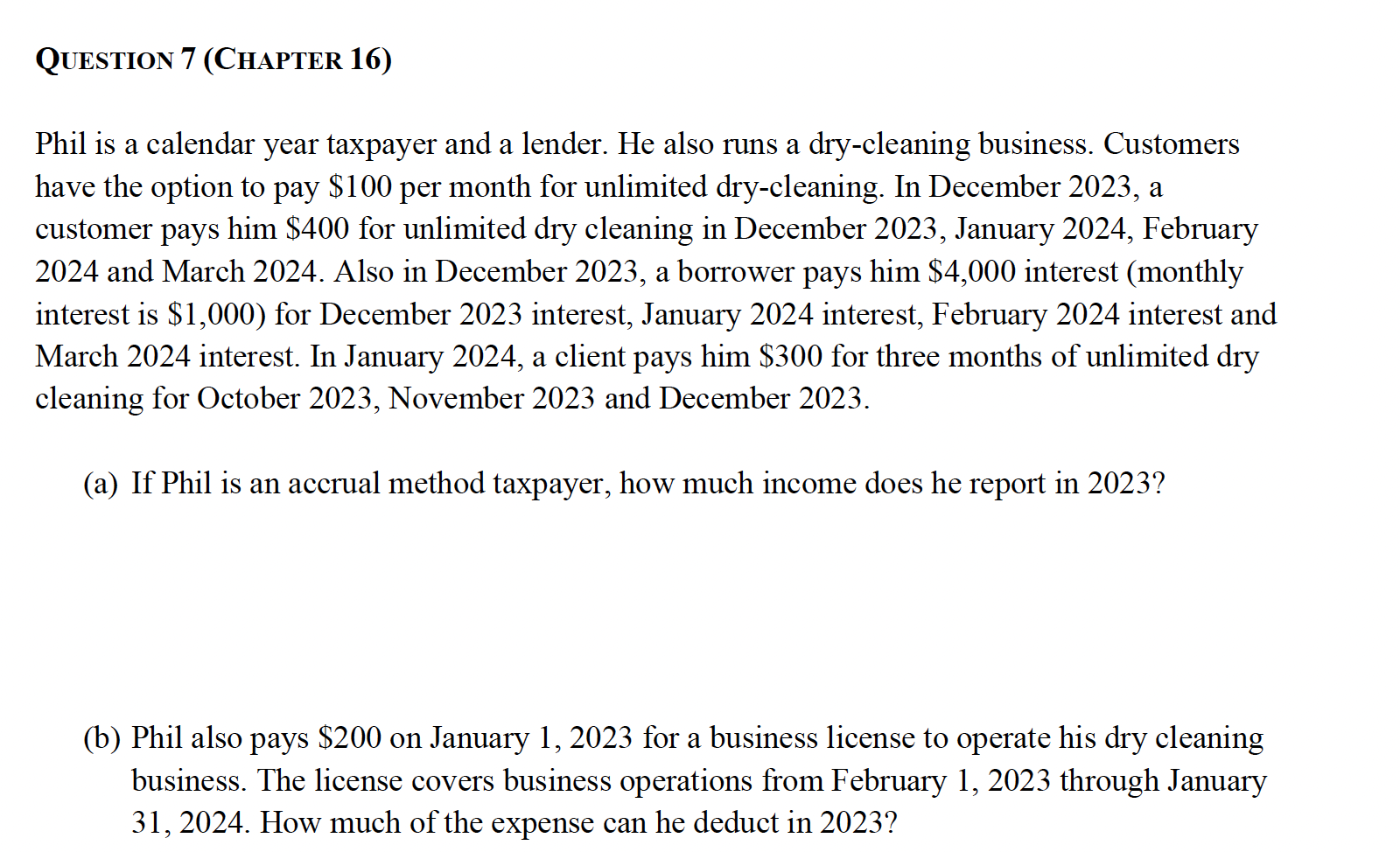 Phil is a calendar year taxpayer and a lender. He | Chegg.com