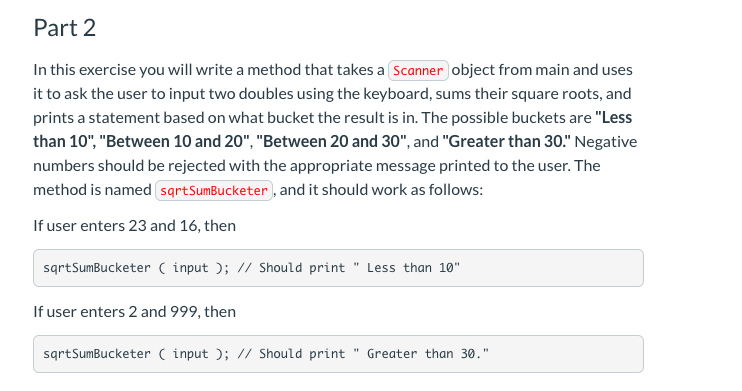 Solved Part 1 1. In this exercise you will write a method | Chegg.com