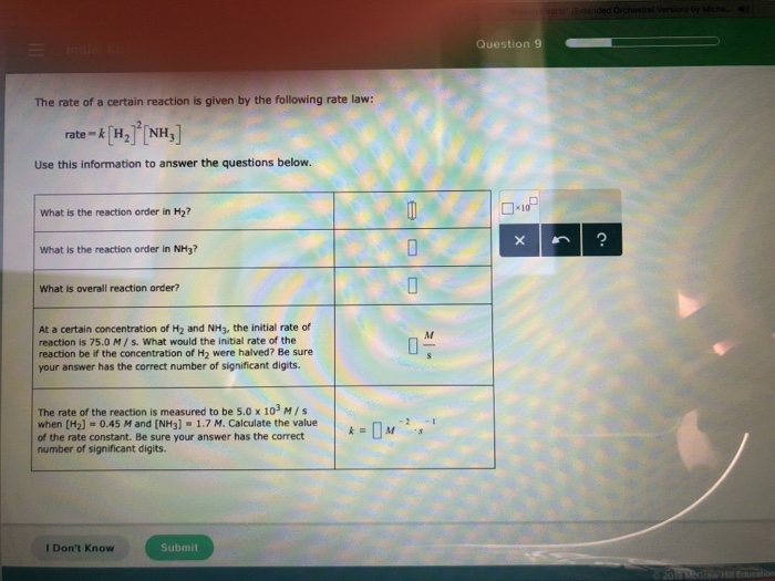 Solved Question The rate of a certain reaction is given by | Chegg.com
