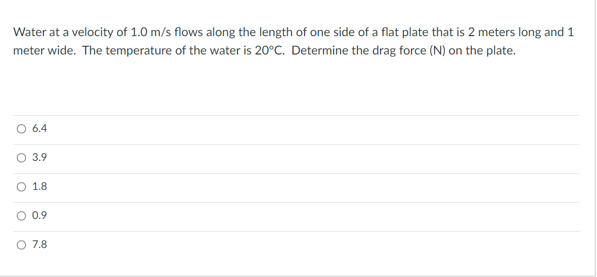 Solved Water at a velocity of 1.0 m/s flows along the length | Chegg.com