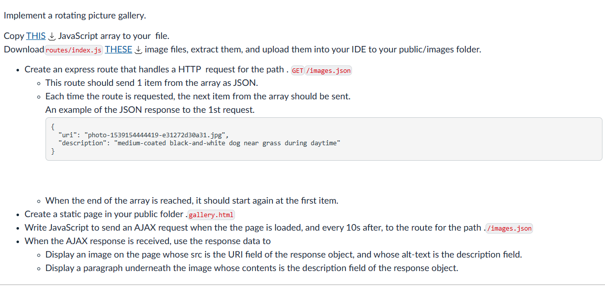 Solved Implement a rotating picture gallery. Copy THIS ↓ | Chegg.com