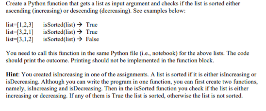Solved Create a Python function that gets a list as input | Chegg.com