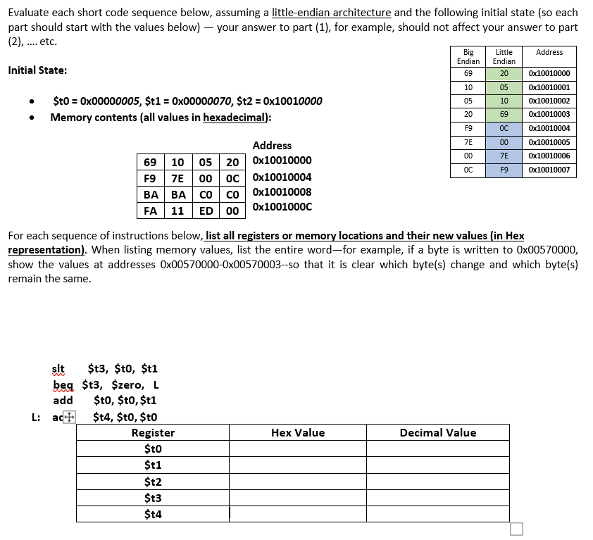 Evaluate each short code sequence below, assuming a | Chegg.com
