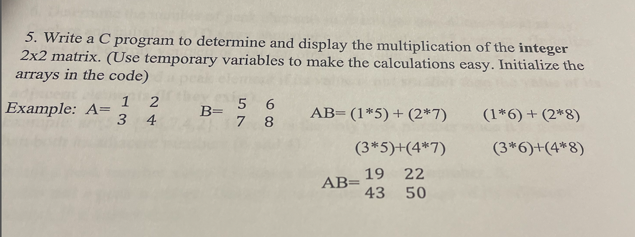 Solved 5. Write a C program to determine and display the | Chegg.com