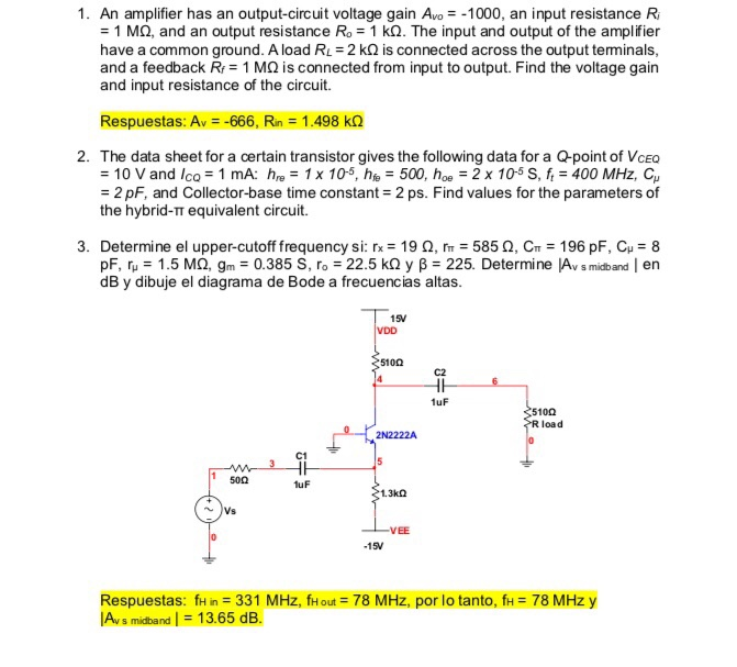 Solved 1. An amplifier has an outputcircuit voltage gain