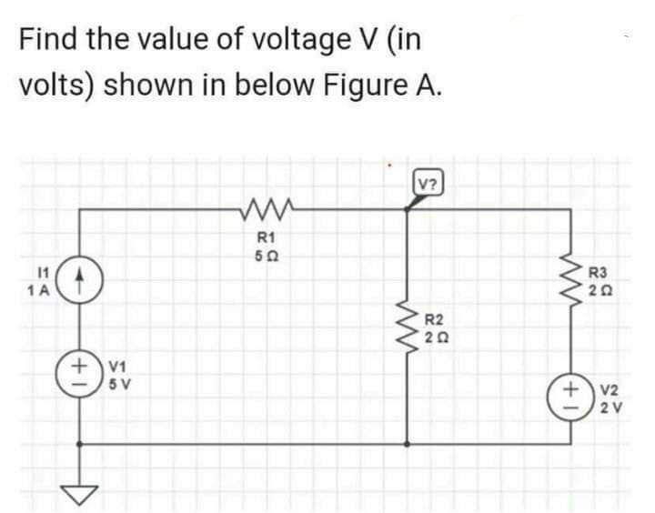 Solved Find the value of voltage V (in volts) shown in below | Chegg.com