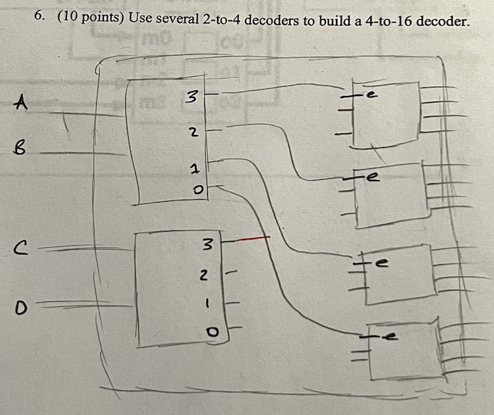 Solved 6. (10 points) Use several 2-to-4 decoders to build a | Chegg.com
