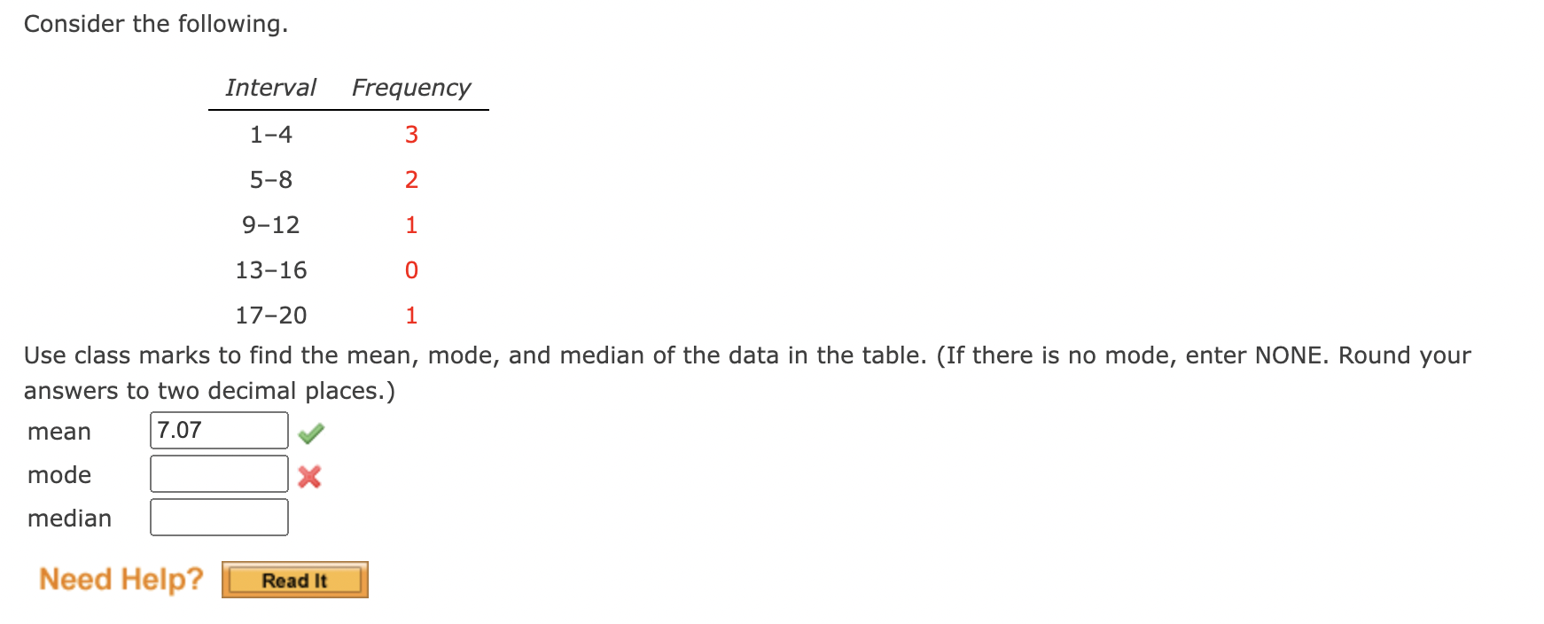 Solved Consider the following. Use class marks to find the