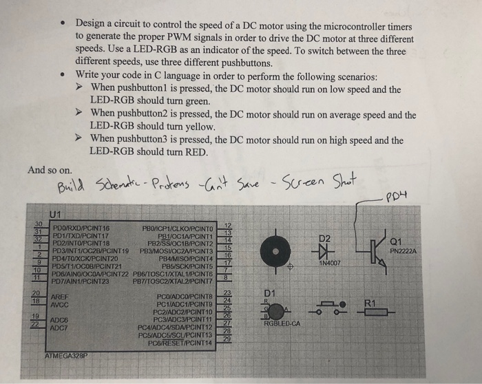 Design a circuit to control the speed of a DC motor | Chegg.com