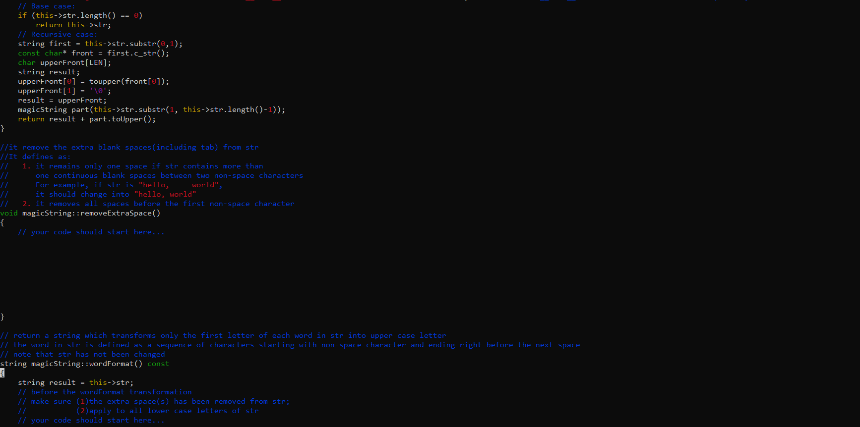 I/ Recursive case:if (this->str. length ()==θ) return | Chegg.com