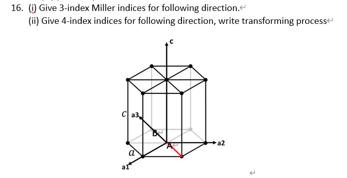 Solved 16. (i) Give 3-index Miller Indices For Following | Chegg.com