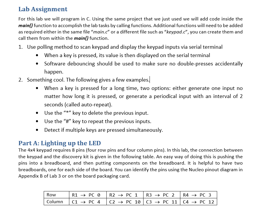 Lab Assignment For this lab we will program in C. | Chegg.com