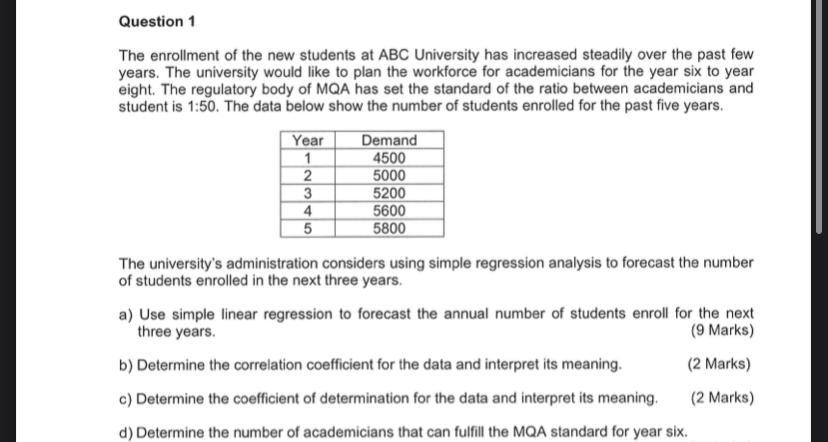 Solved 4 Question 1 The Enrollment Of The New Students At | Chegg.com