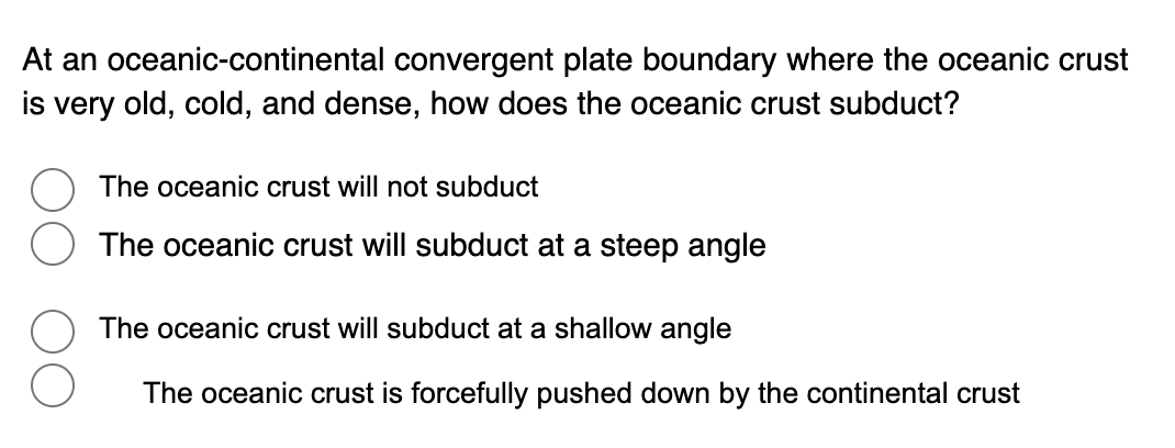 Solved At an oceanic-continental convergent plate boundary | Chegg.com