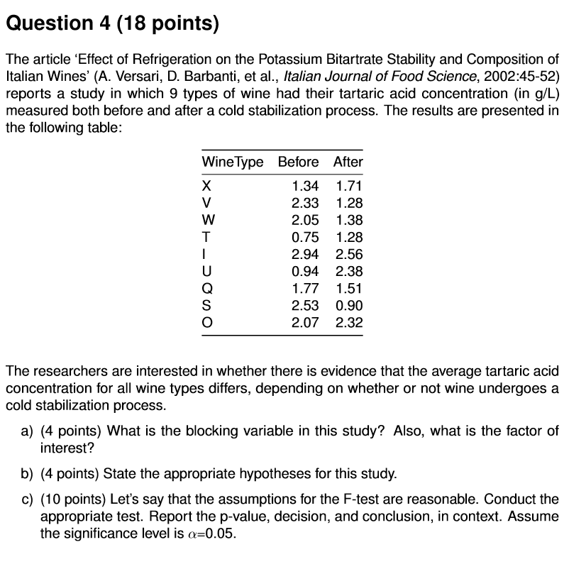 Solved Question 4 (18 points) The article 'Effect of