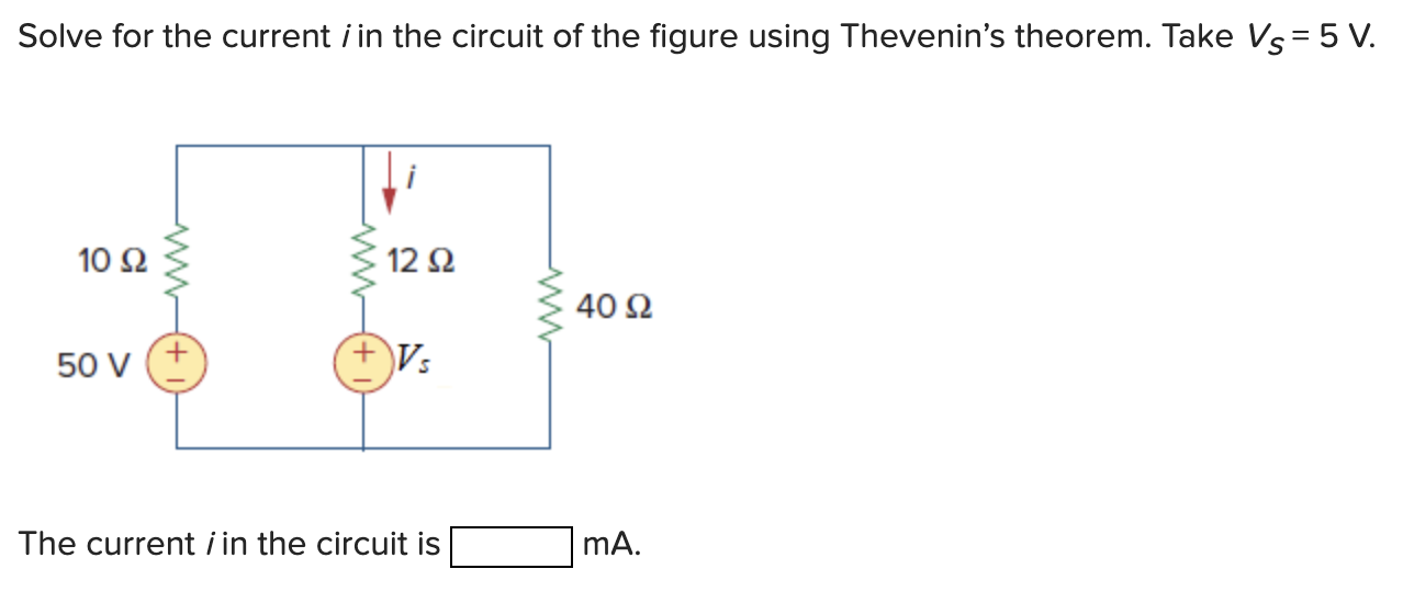 Solved Solve for the current i in the circuit of the figure | Chegg.com