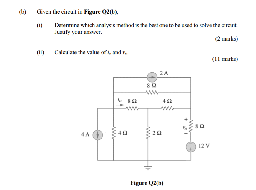 Solved (b) Given The Circuit In Figure Q2(b), (i) Determine | Chegg.com