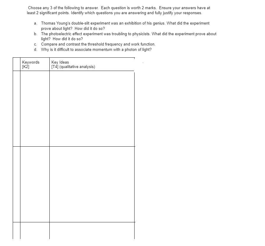 Solved Choose any 3 of the following to answer. Each | Chegg.com