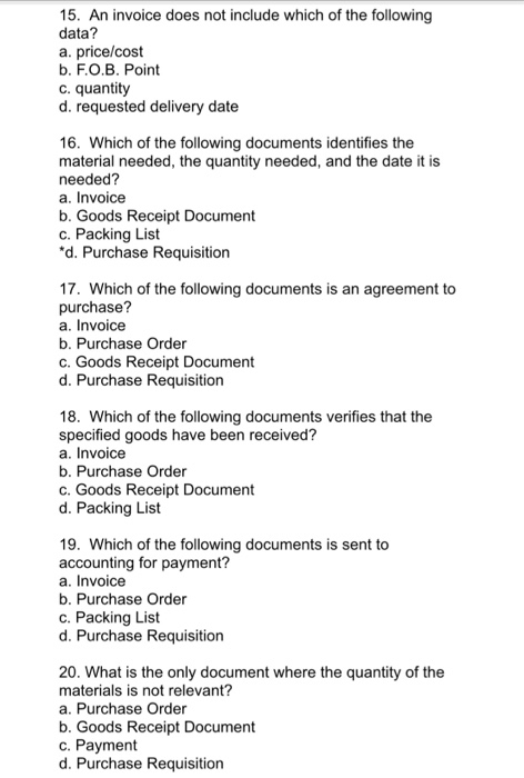 Solved 1. In The Procurement Process, Which Department | Chegg.com