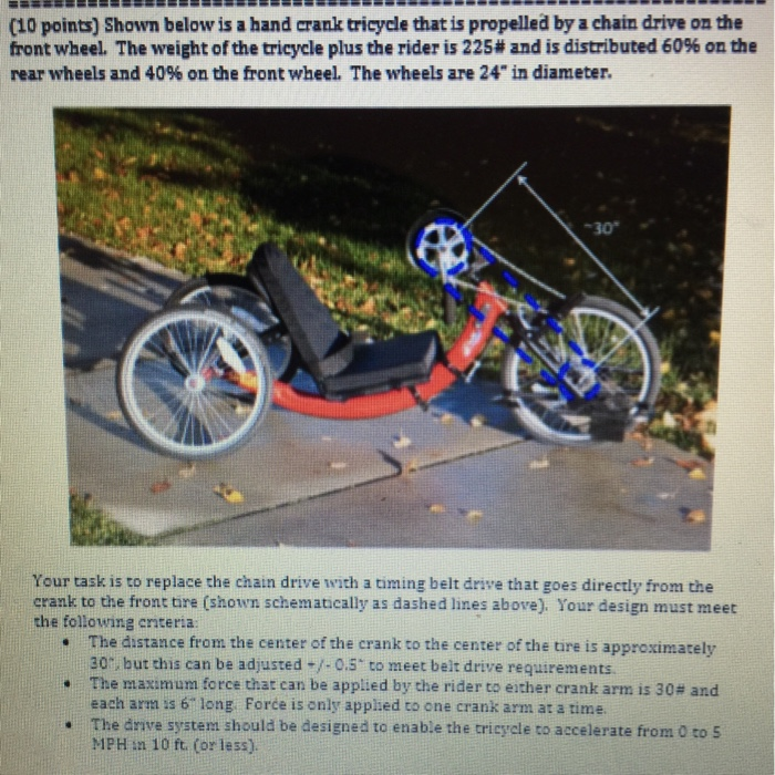 Solved (10 points) Shown below is a hand crank tricycle that