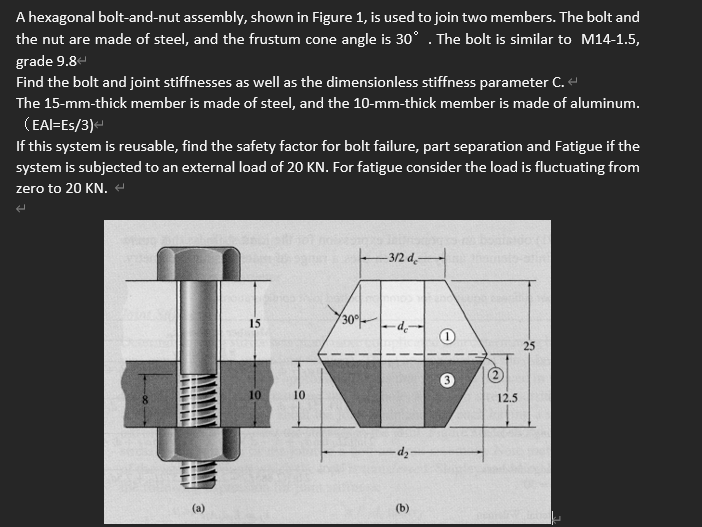 Solved A hexagonal bolt-and-nut assembly, shown in Figure 1, | Chegg.com