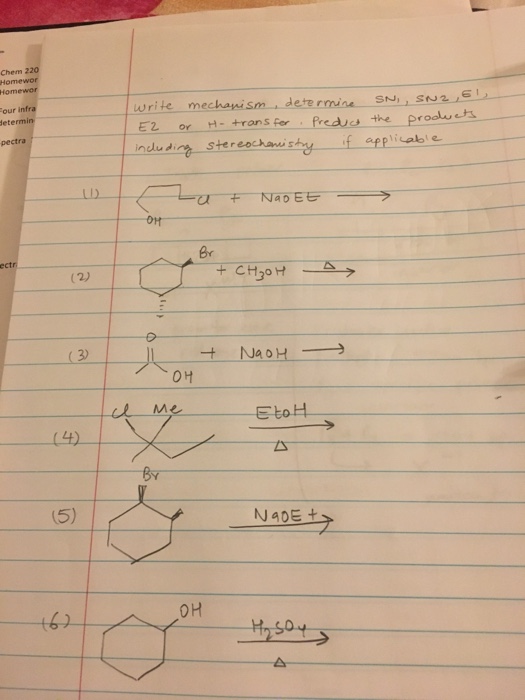 Solved Please Help Me Solve Sn1,sn2,e1and E2 Problems | Chegg.com