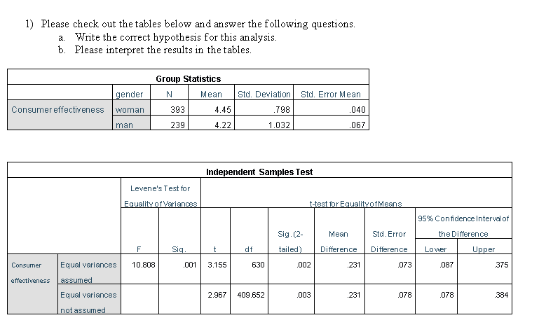 Solved 1) Please check out the tables below and answer the | Chegg.com