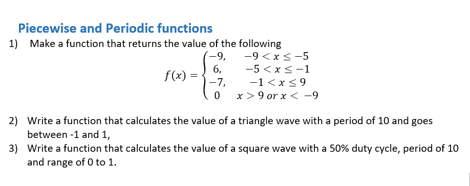 Solved Piecewise and Periodic functions 1) Make a function | Chegg.com
