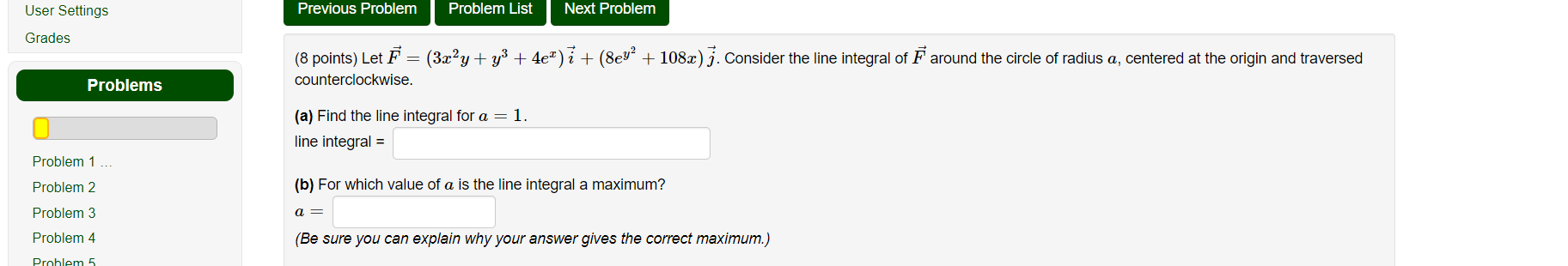 Solved User Settings Previous Problem Problem List Next | Chegg.com