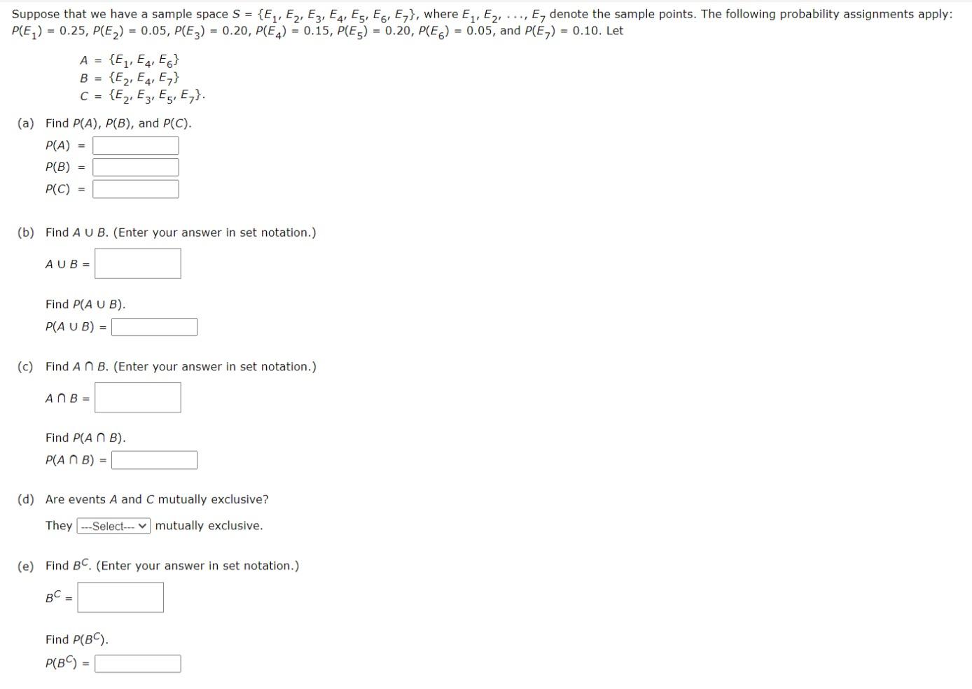 Solved Suppose that we have a sample space S = {EZ, E2, E3, | Chegg.com