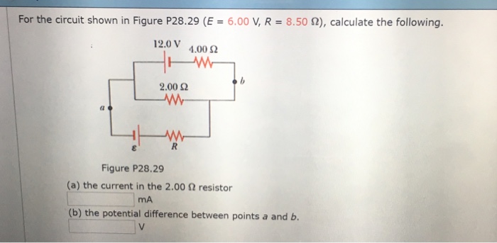 Solved For the circuit shown in Figure P28.29 (E = 6.00 V, | Chegg.com
