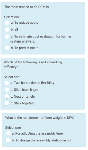 Solved # Subject -Engineering Design (Quiz related to DFMA & | Chegg.com