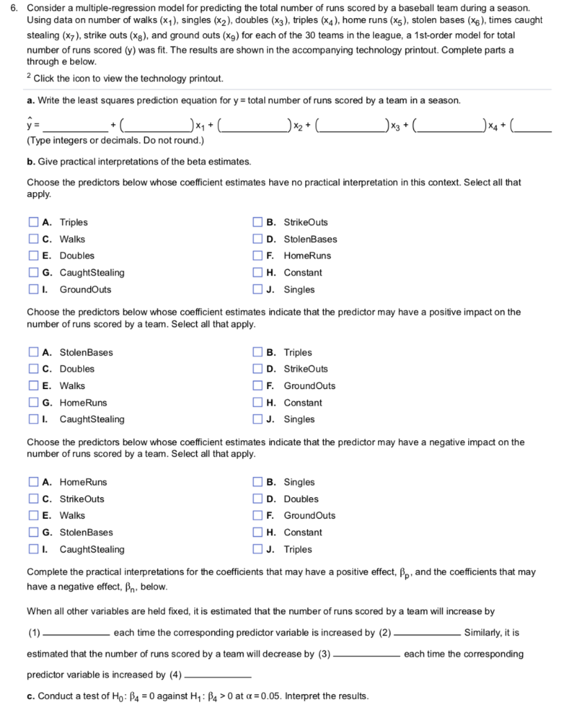 6 Consider A Multiple Regression Model For Predic Chegg Com