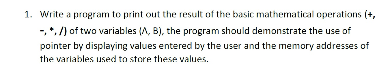 Solved 1. Write a program to print out the result of the | Chegg.com