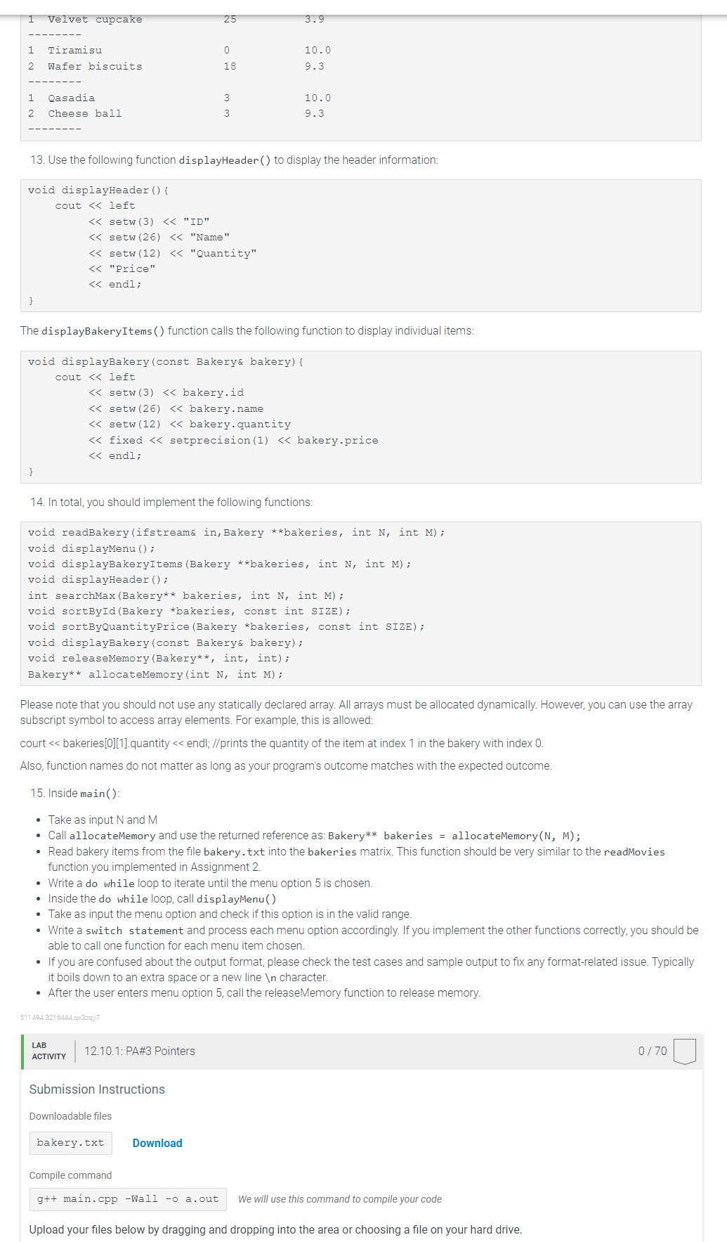 Solved 12.10 PA\#3 Pointers Context: You are asked to | Chegg.com