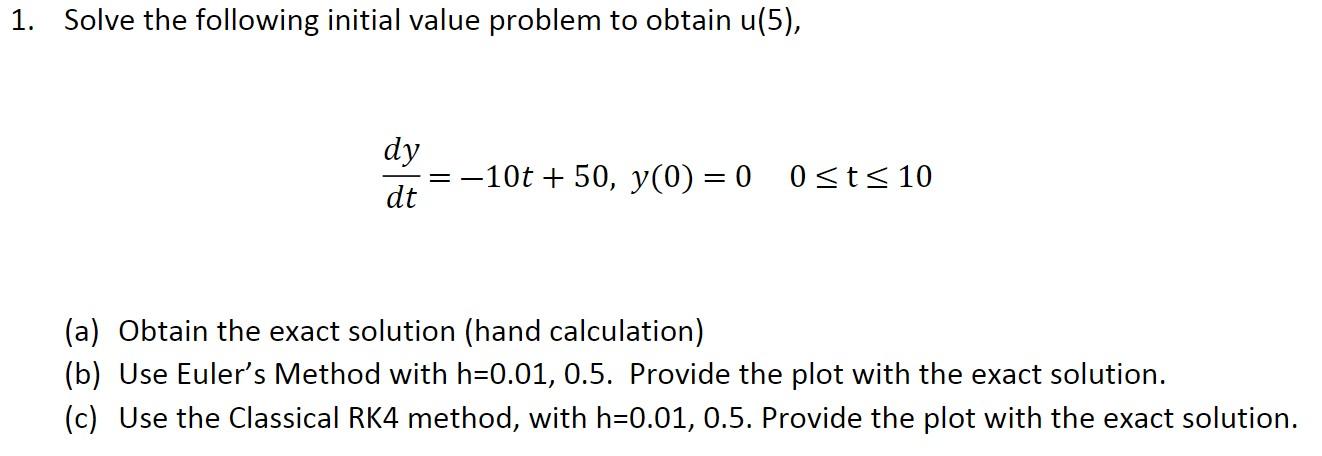 Solved 1. Solve The Following Initial Value Problem To | Chegg.com