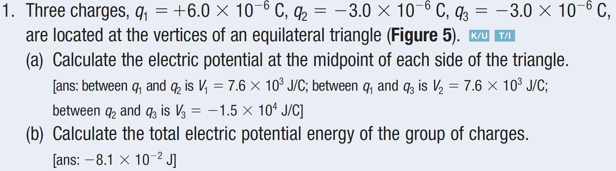 Solved Three Charges Q1 60 10 6 C Q2 30 10 6 0954