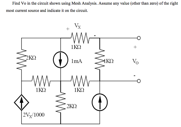 Solved Find Vo In The Circuit Shown Using Mesh Analysis