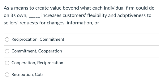 Solved As a means to create value beyond what each | Chegg.com