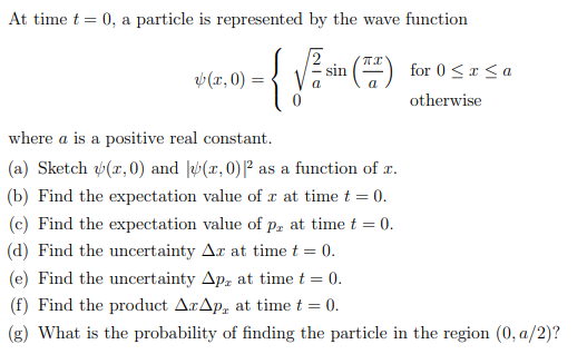 Solved At time t = 0, a particle is represented by the wave | Chegg.com