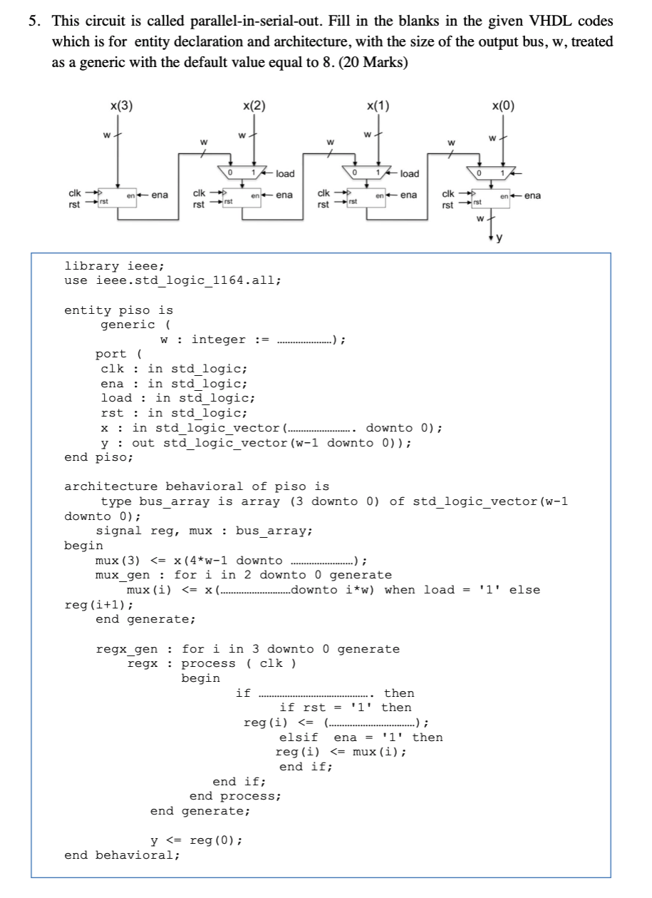 5. This circuit is called parallel-in-serial-out. | Chegg.com