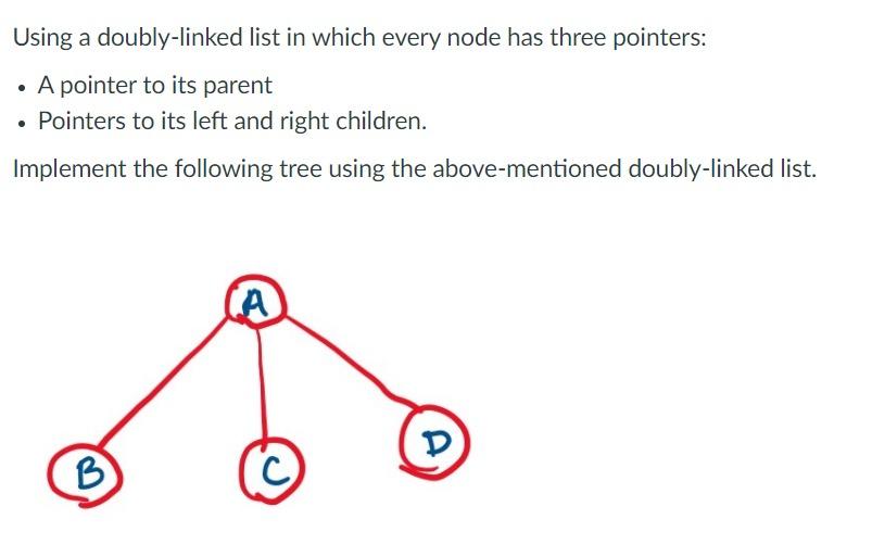 Solved Using a doubly-linked list in which every node has | Chegg.com