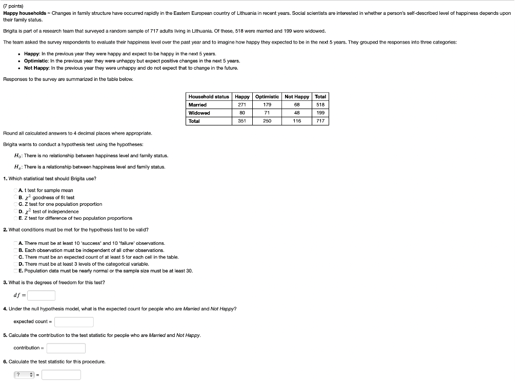 Solved 7 Points) Happy Households - Changes In Family 